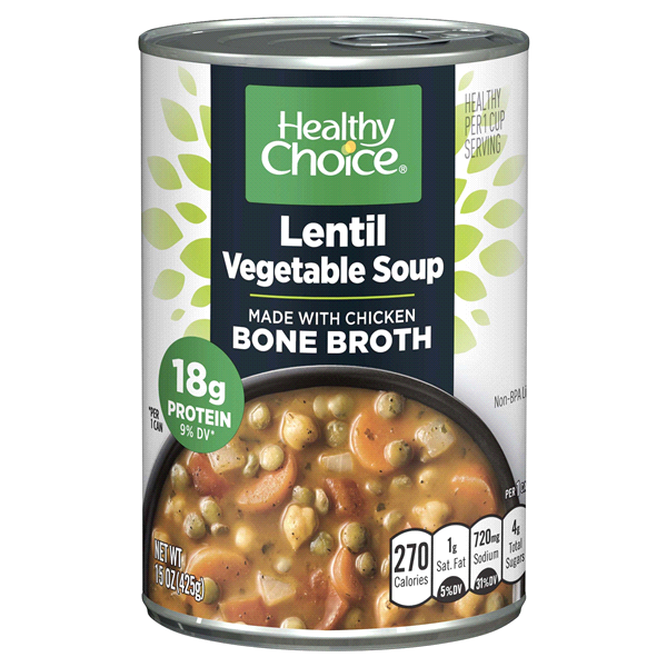 slide 1 of 1, Healthy Choice Lentil Vegetable Soup Made With Chicken Bone Broth, 15 oz