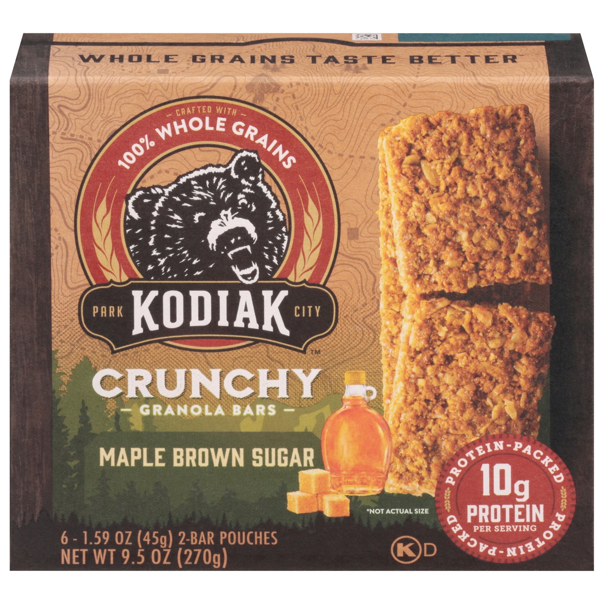 slide 1 of 1, Kodiak Cakes Maple Brown Sugar Crunchy Granola Bars, 9.52 oz
