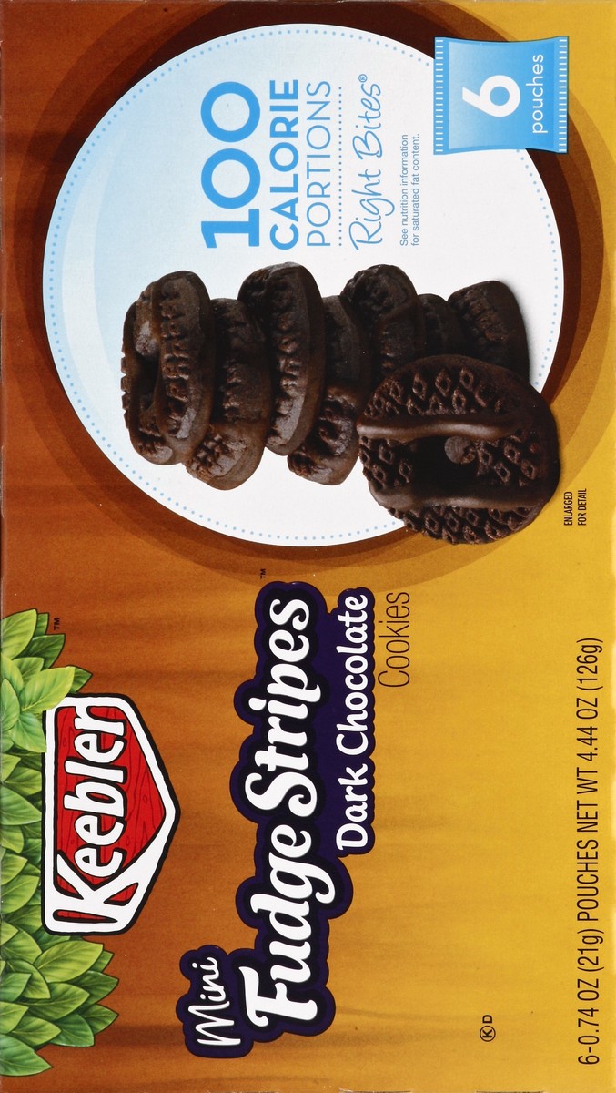 slide 6 of 6, Keebler Mini Fudge Stripes Dark Chocolate Right Bites, 6 ct; 0.74 oz