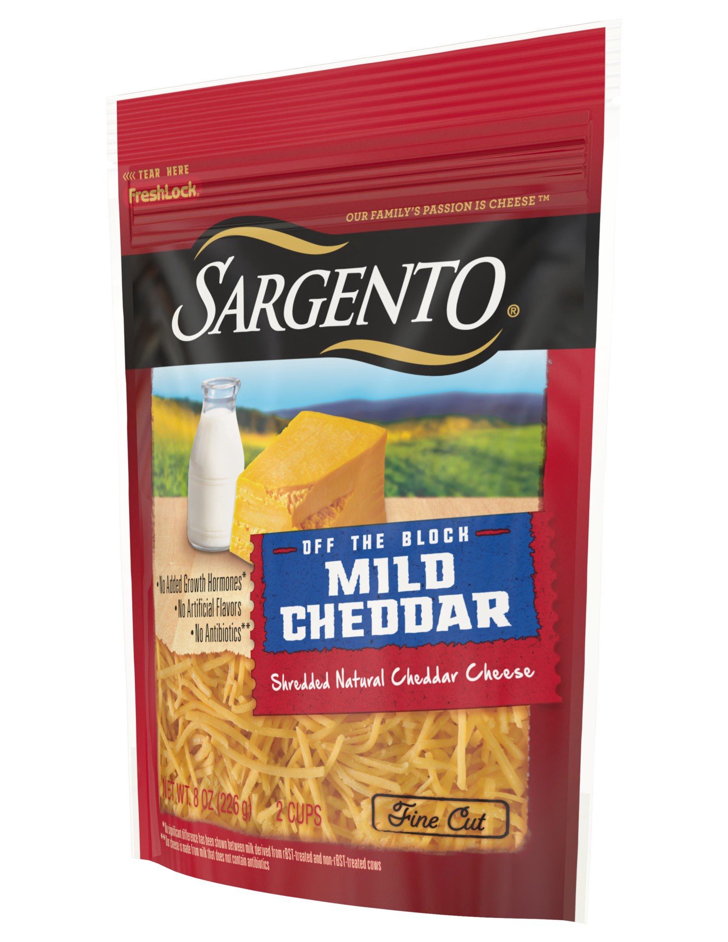 slide 3 of 7, Sargento Off The Block Mild Cheddar Fine Cut Shredded Cheese, 8 oz