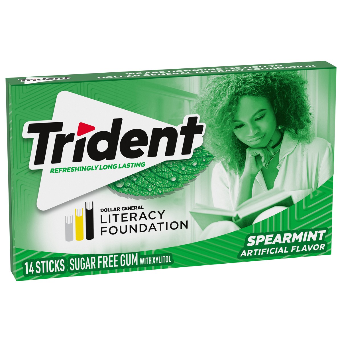 slide 2 of 9, Trident Spearmint Sugar Free Gum, 14 Pieces, 0.94 oz