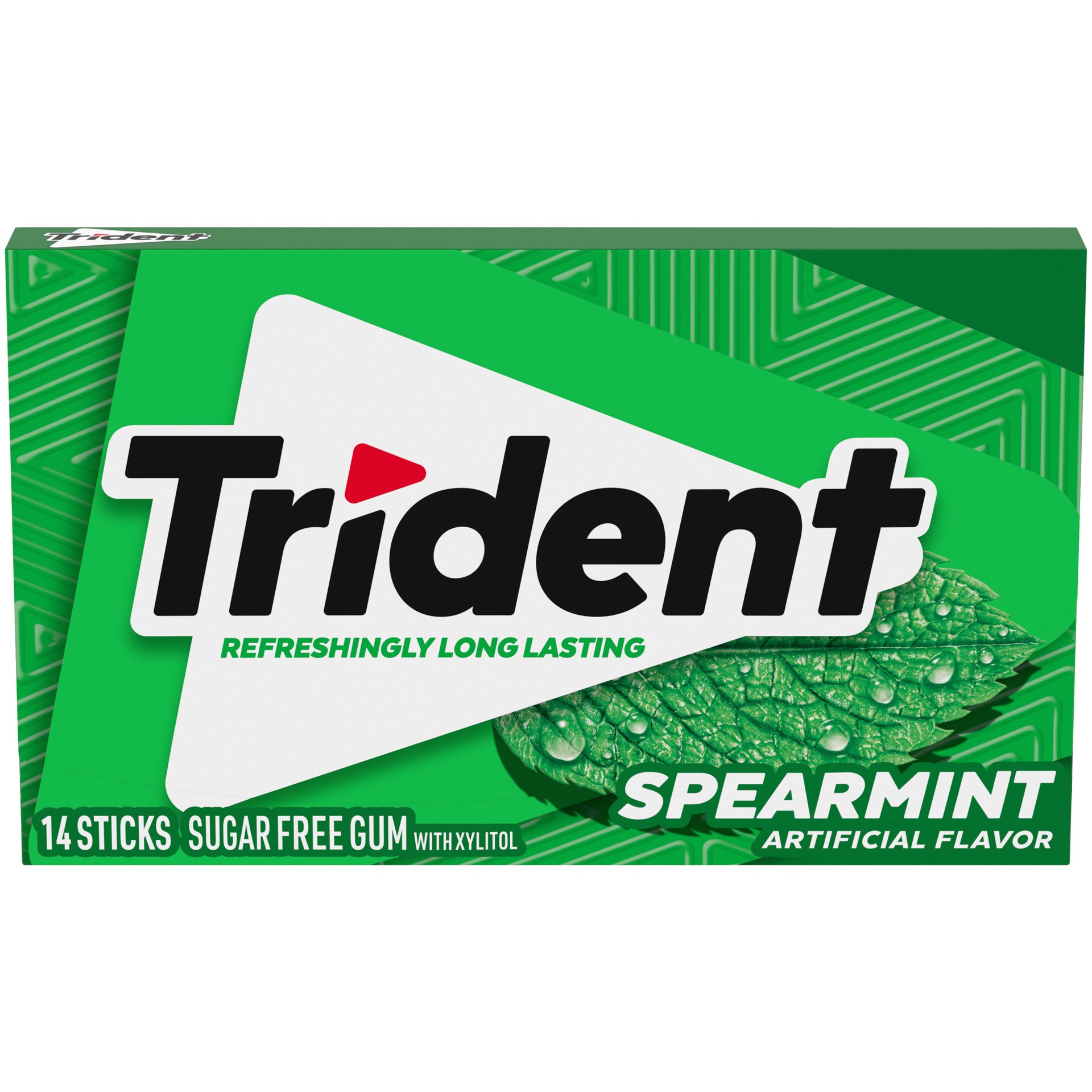 slide 1 of 9, Trident Spearmint Sugar Free Gum, 14 Pieces, 14 ct