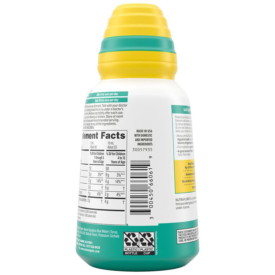 slide 3 of 5, Zarbee's Naturals Children's Digestive Support Prebiotic Fiber Syrup, Natural Grape Flavor, 8 Fl. Oz, 8 fl oz