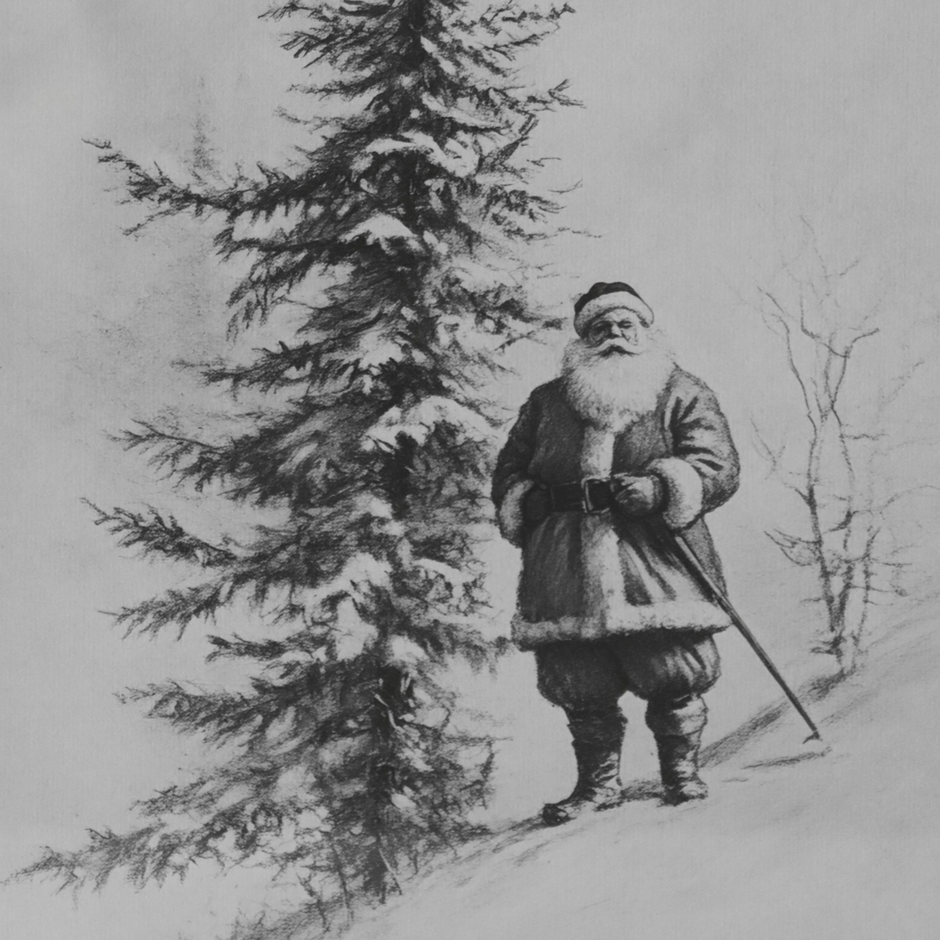 slide 4 of 7, 12" X 16" Black & White Santa Sketch With Tree Wall Decor By Ashland, 12 in x 16 in