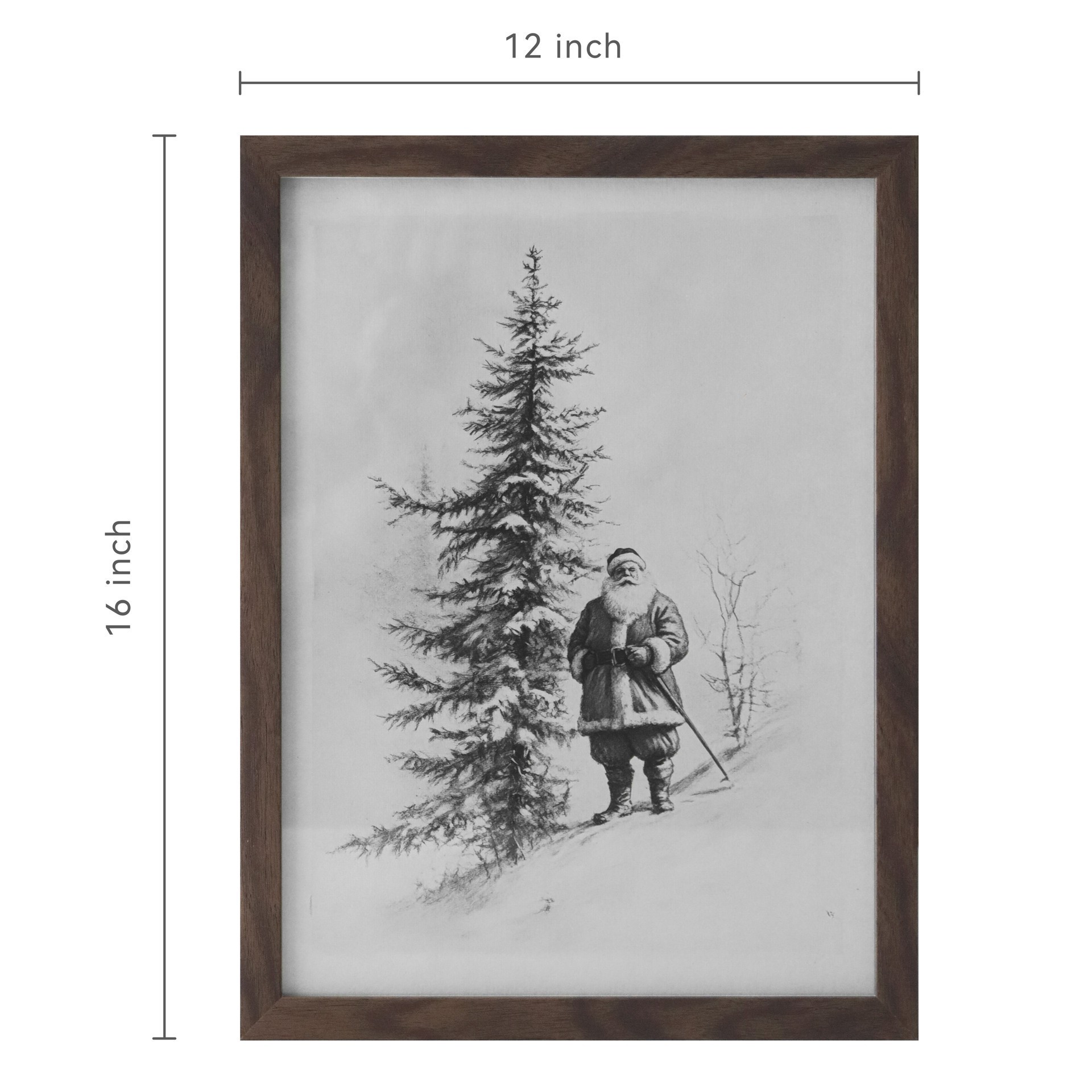 slide 3 of 7, 12" X 16" Black & White Santa Sketch With Tree Wall Decor By Ashland, 12 in x 16 in