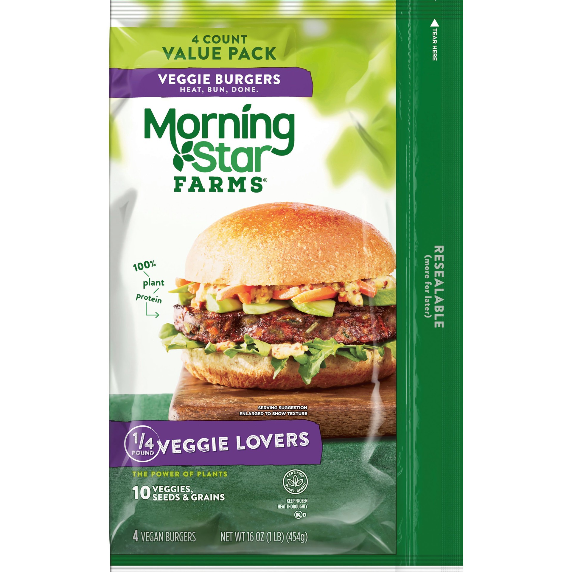 MorningStar Farms Veggie Burgers, Plant Based Protein Vegan Meat ...