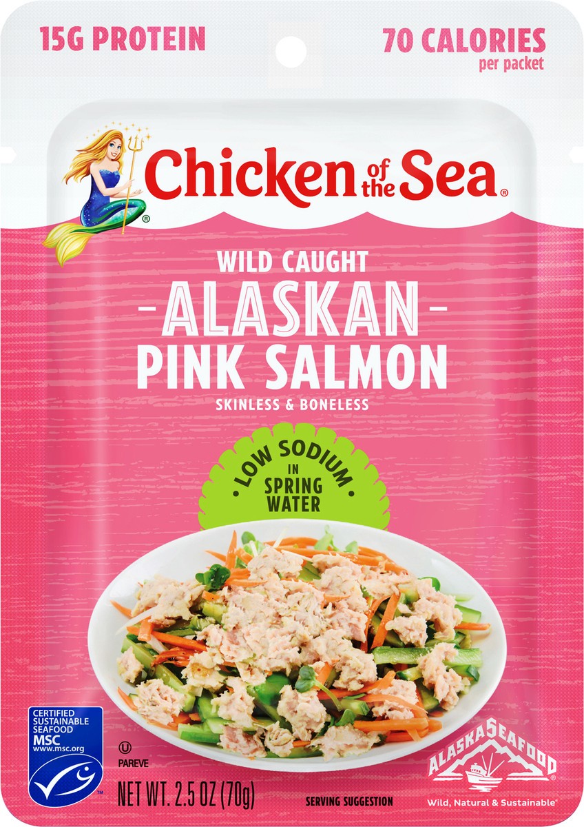 slide 2 of 7, Chicken of the Sea Wild Caught Alaskan Pink Salmon in Spring Water Packet, Low Sodium 2.5 oz, 2.5 oz