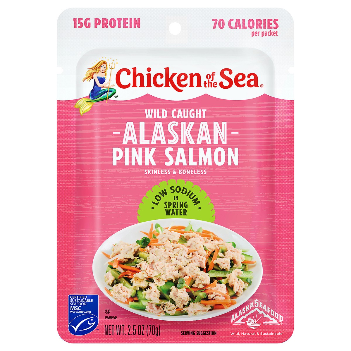 slide 3 of 7, Chicken of the Sea Wild Caught Alaskan Pink Salmon in Spring Water Packet, Low Sodium 2.5 oz, 2.5 oz
