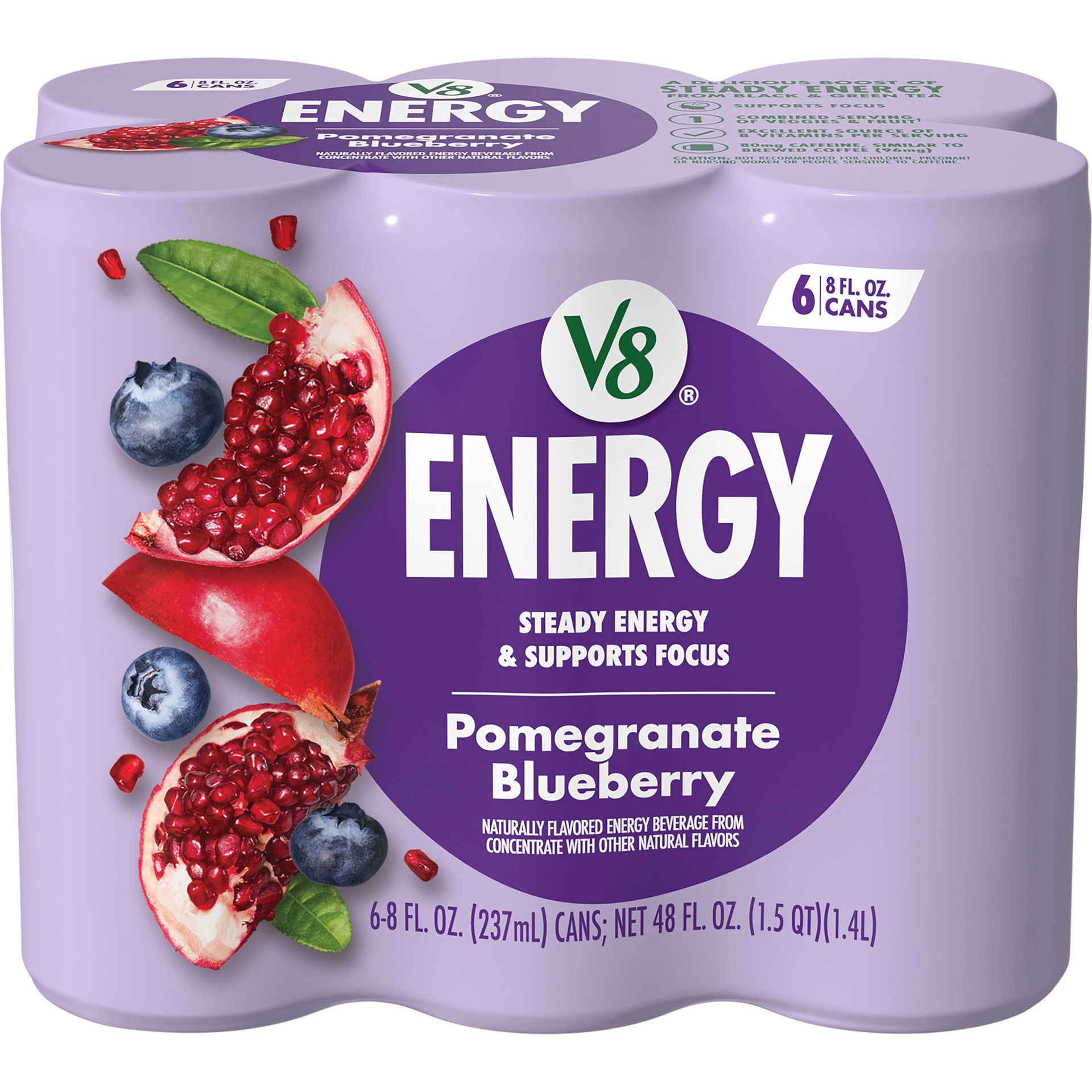 slide 1 of 5, V8 Energy Pomegranate Blueberry Energy Drink, 8 fl oz, 48 fl oz