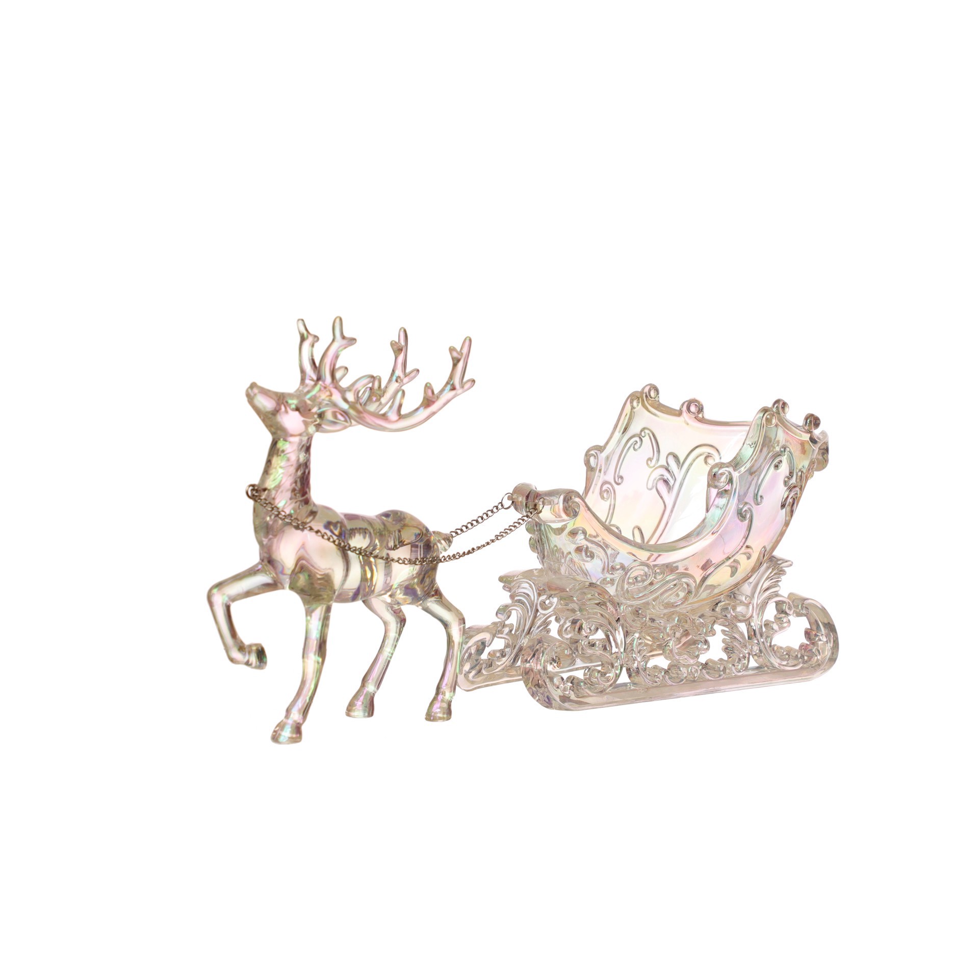 slide 3 of 3, 14.5" Iridescent Sleigh & Reindeer Acrylic Tabletop Decor By Ashland, 5 in x 4 in x 7 in