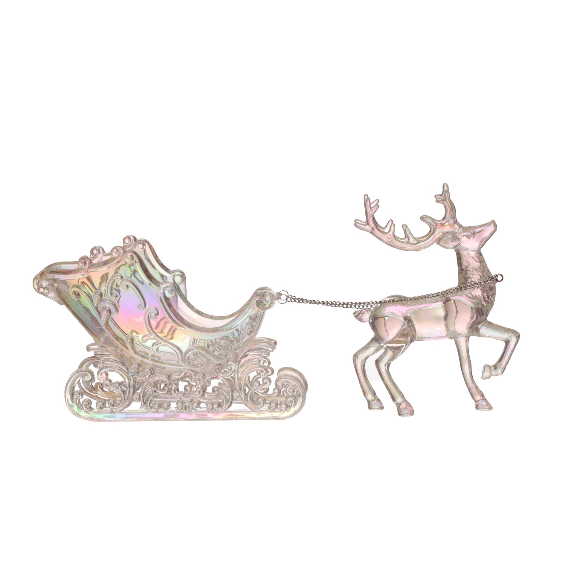 slide 2 of 3, 14.5" Iridescent Sleigh & Reindeer Acrylic Tabletop Decor By Ashland, 5 in x 4 in x 7 in