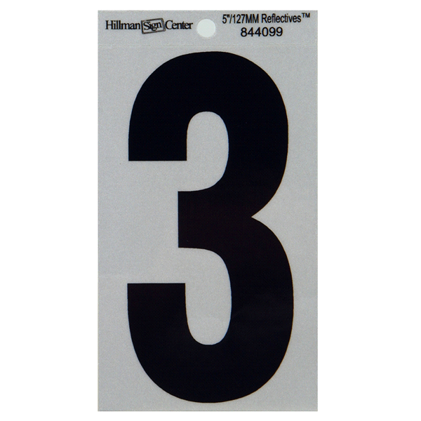 slide 1 of 1, Hillman Black and Silver Reflective Adhesive Number 3, 1 ct