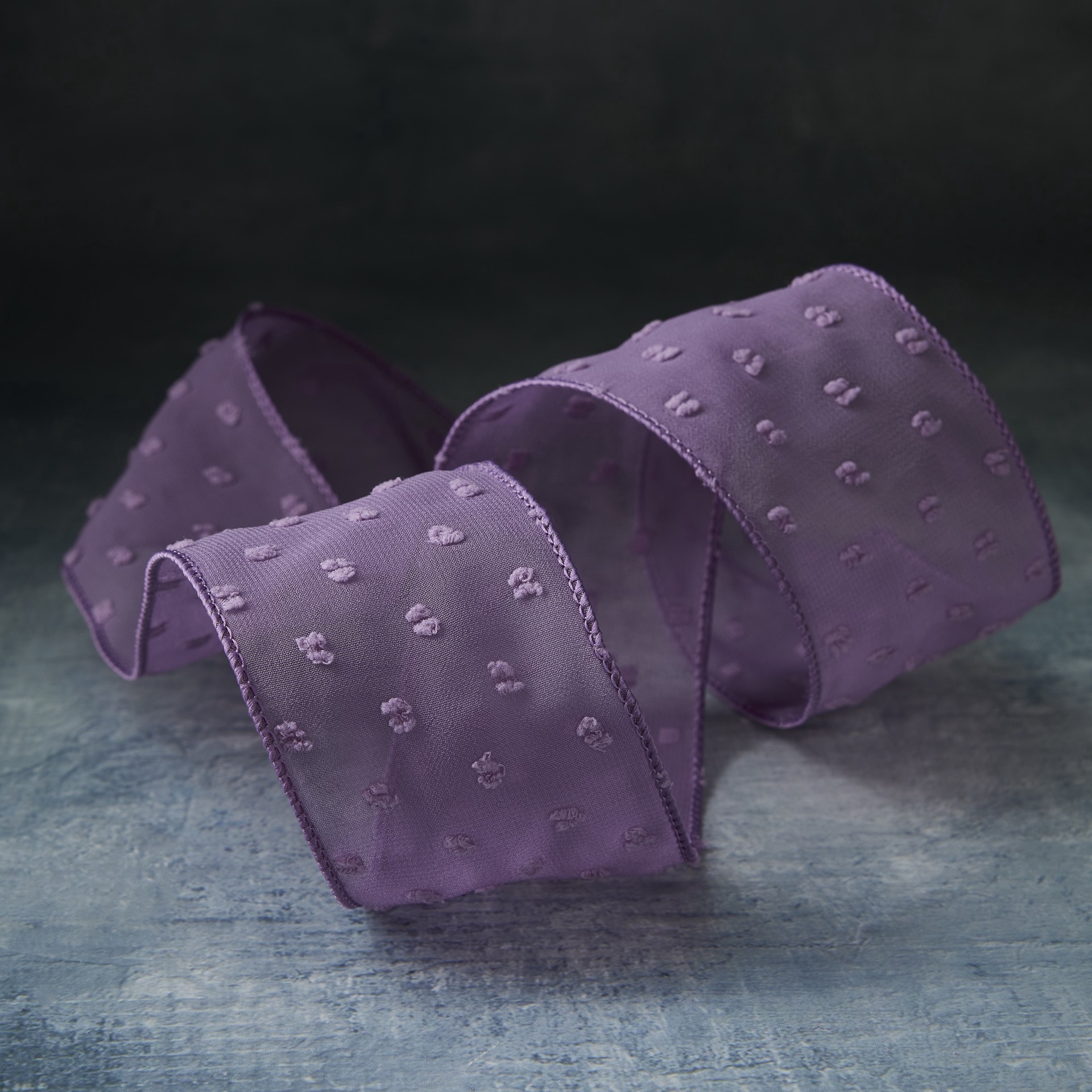 slide 2 of 2, 2.5" X 3yd. Crinkle Chiffon Wired Pom Pom Dot Ribbon By Celebrate It Classic, 2.5 in x 3 yd