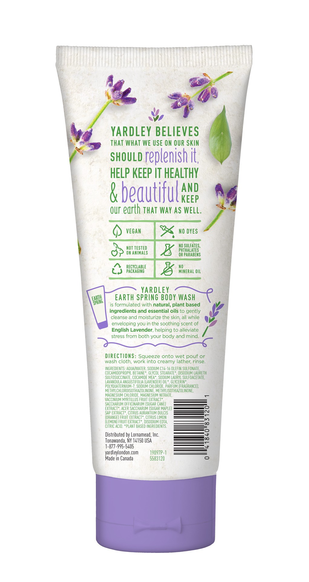 slide 2 of 2, Yardley Earth Spring English Lavender With Lavender Oil, Moisturizing Body Wash, 11 oz