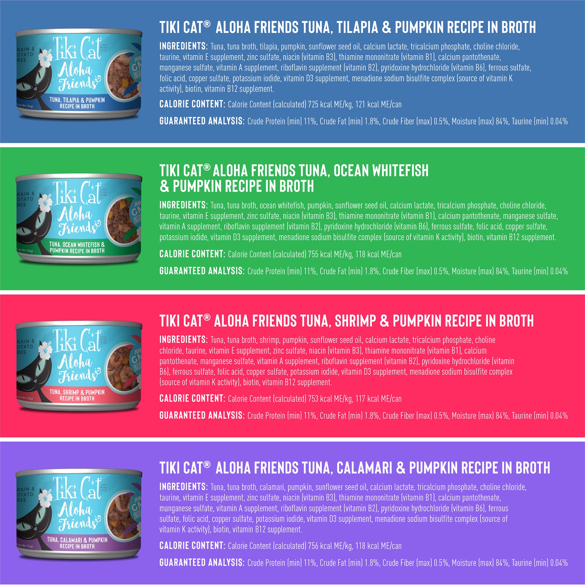 slide 7 of 8, Tiki Cat Aloha Friends Wet Cat Food, Variety Pack, 5.5 oz. Can (8 Count), 44 oz