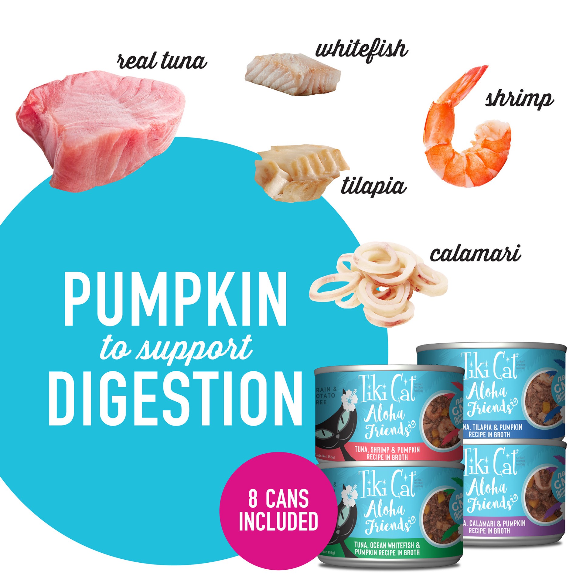 slide 2 of 8, Tiki Cat Aloha Friends Wet Cat Food, Variety Pack, 5.5 oz. Can (8 Count), 44 oz