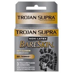 Trojan Supra Non-Latex Bareskin Lubricated Condoms, 3 ct