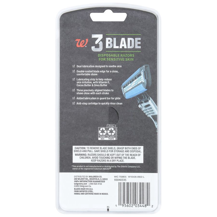 slide 2 of 2, Walgreens Men's 3-Blade Disposable Razors, 3 ct