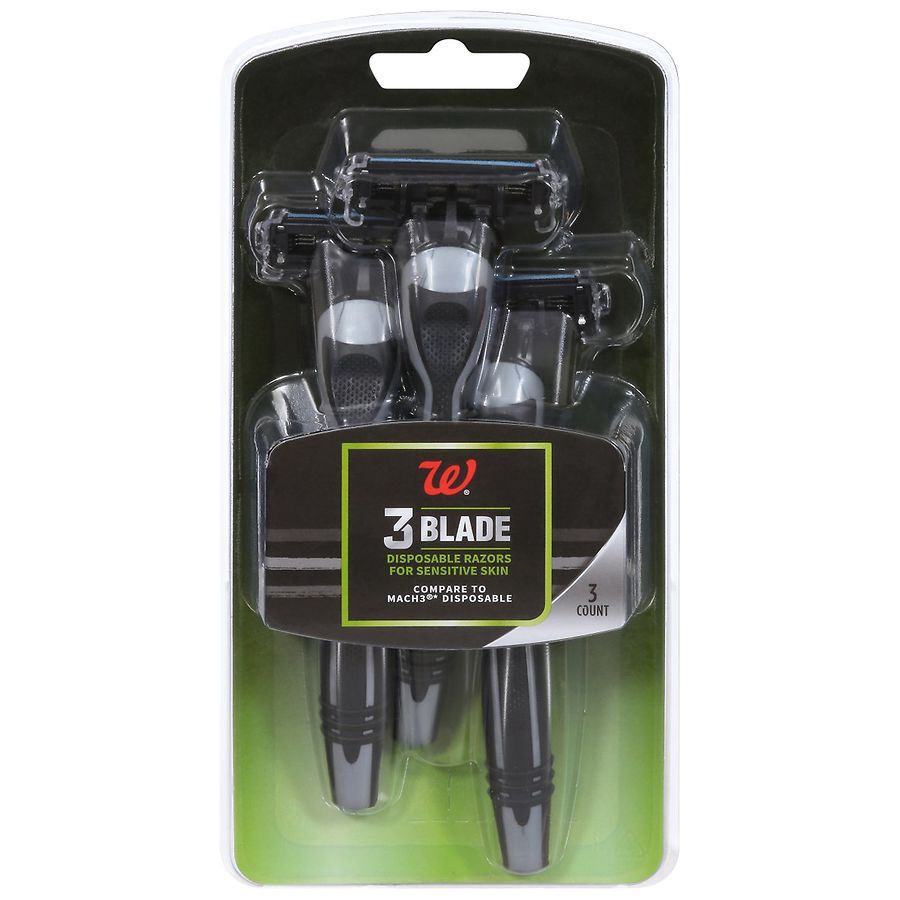slide 1 of 2, Walgreens Men's 3-Blade Disposable Razors, 3 ct