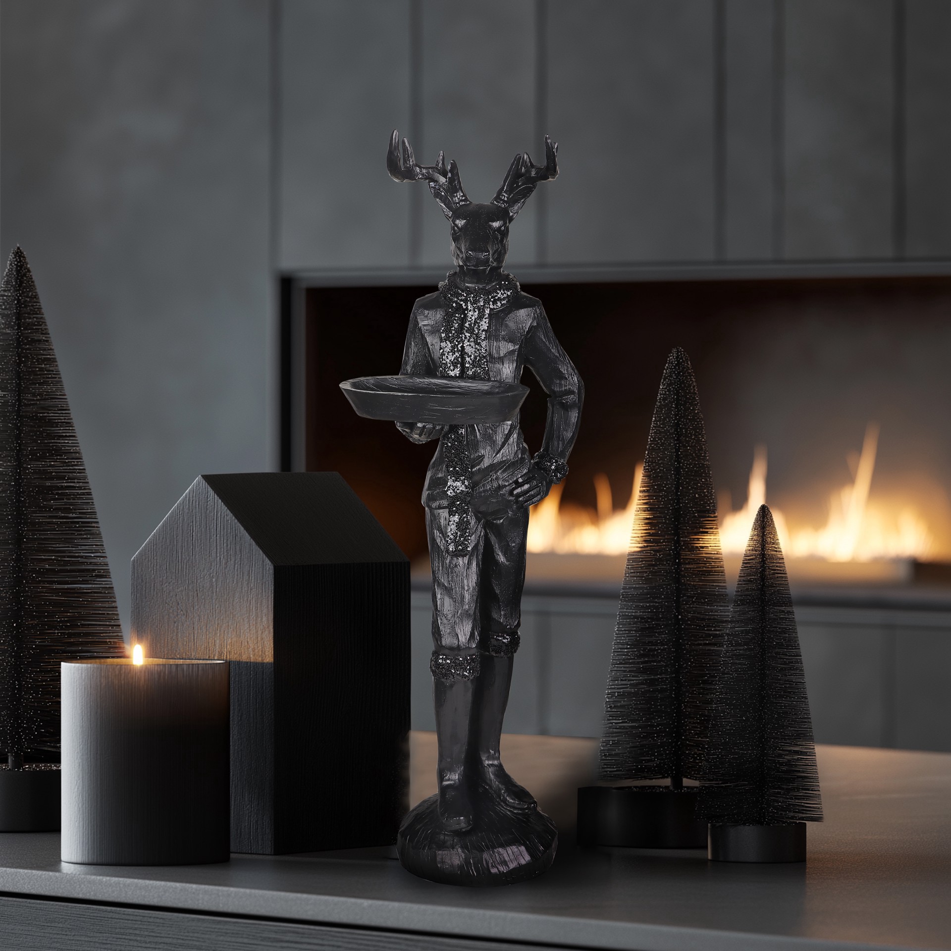 slide 2 of 7, 17.75" Black Deer Butler Tabletop Decor By Ashland, 6.25 in x 4.75 in x 17.75 in