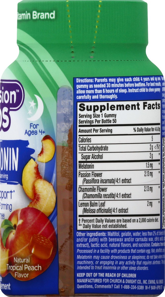 slide 3 of 9, vitafusion Kids Melatonin Gummy Vitamins, 50ct, 50 ct