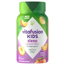 vitafusion Kids Melatonin Gummy Supplements, Tropical Peach Flavored Sleep Support Supplements, 50 Count