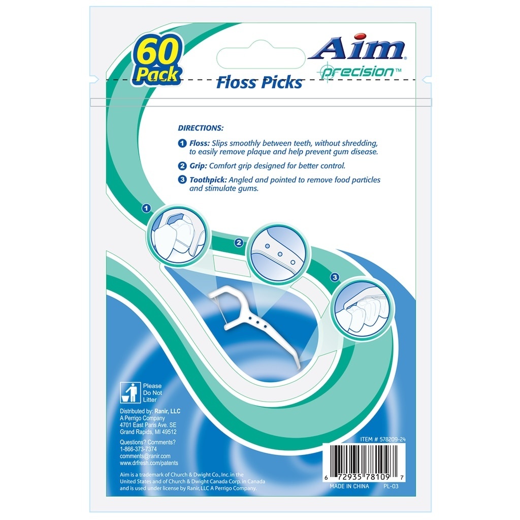 slide 1 of 1, Aim Dental Floss Picks, 1 ct