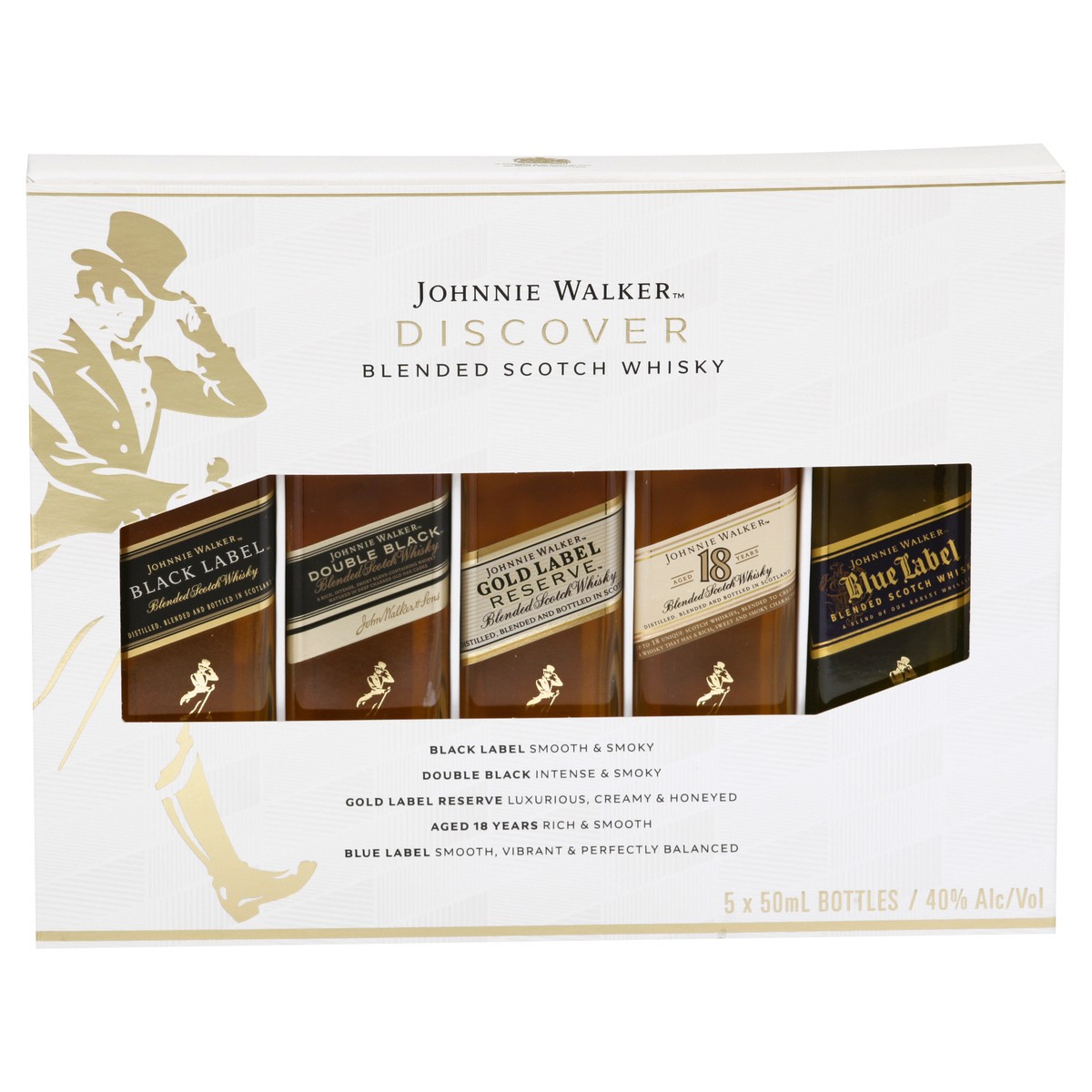 slide 1 of 9, Johnnie Walker Discovery Multi-Pack Scotch Whisky Bottles, 5 ct; 50 ml