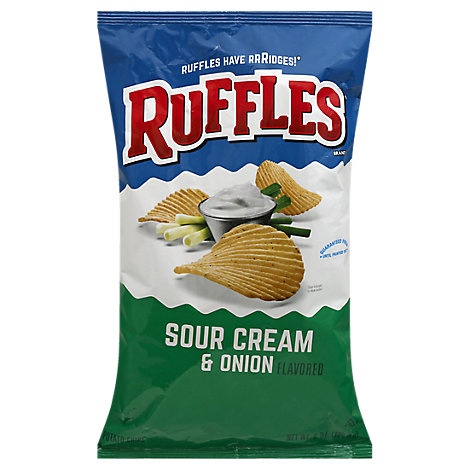 slide 1 of 1, Ruffles Potato Chips Sour Cream & Onion, 8 oz