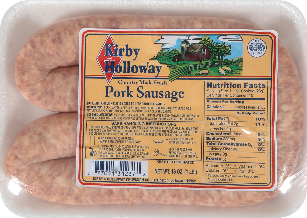 slide 7 of 9, Kirby and Holloway Pork Sausage 16 oz, 16 oz