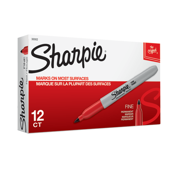 slide 1 of 10, Sharpie Permanent Fine-Point Markers, Red, Pack Of 12 Markers, 12 ct