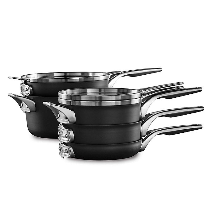 slide 1 of 5, Calphalon Premier Space Saving Hard Anodized Nonstick Cookware Set, 8 ct