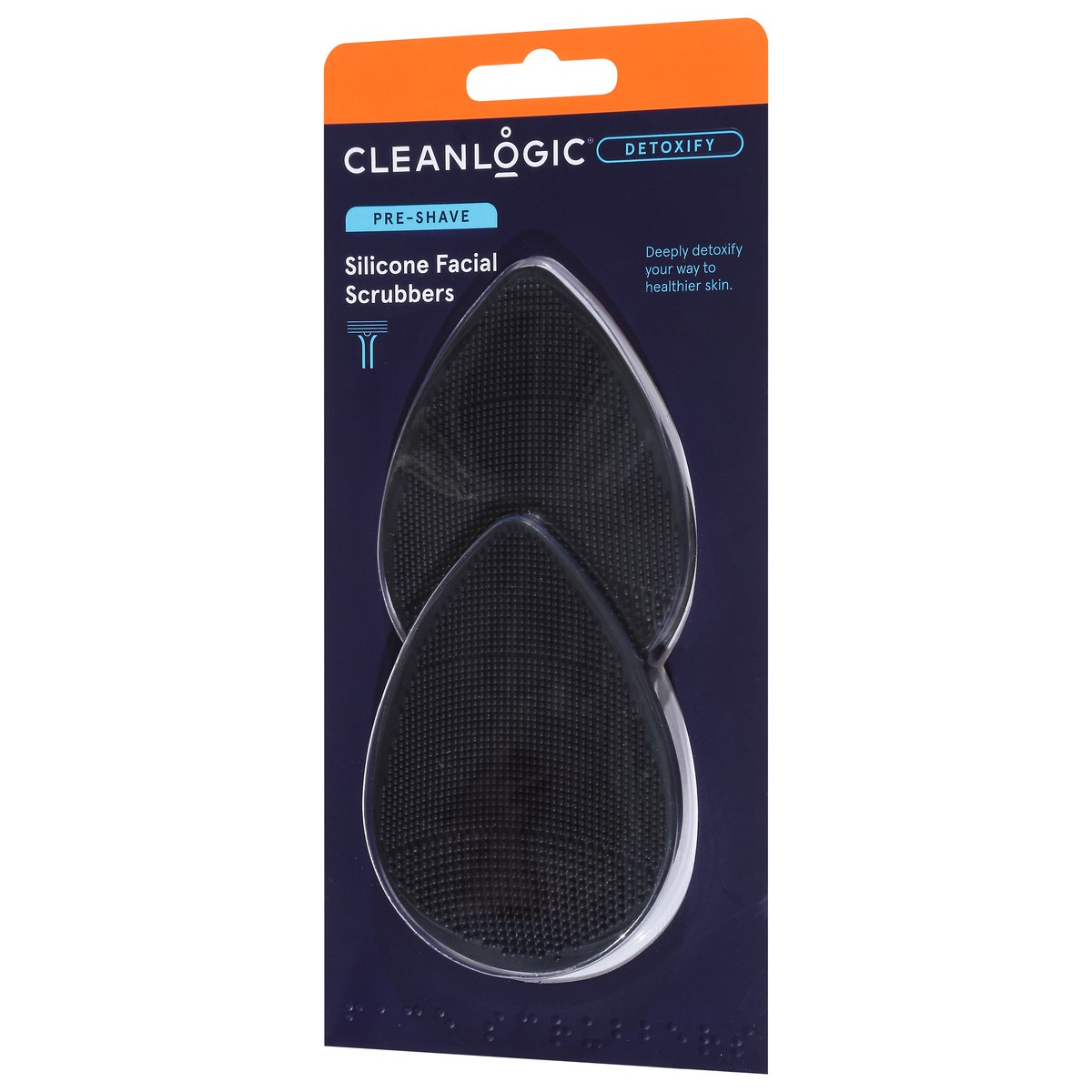 slide 3 of 4, cleanlogic Detoxify Pre-Shave Silicone Facial Scrubbers 2 ea, 1 ct