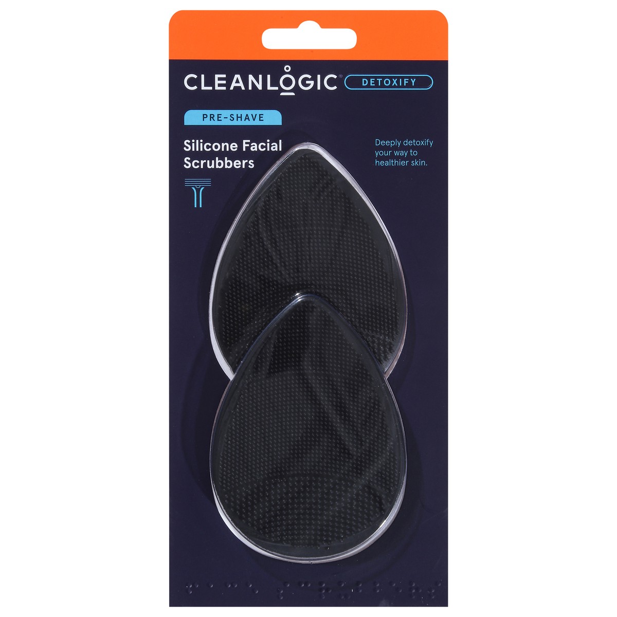 slide 1 of 4, cleanlogic Detoxify Pre-Shave Silicone Facial Scrubbers 2 ea, 1 ct