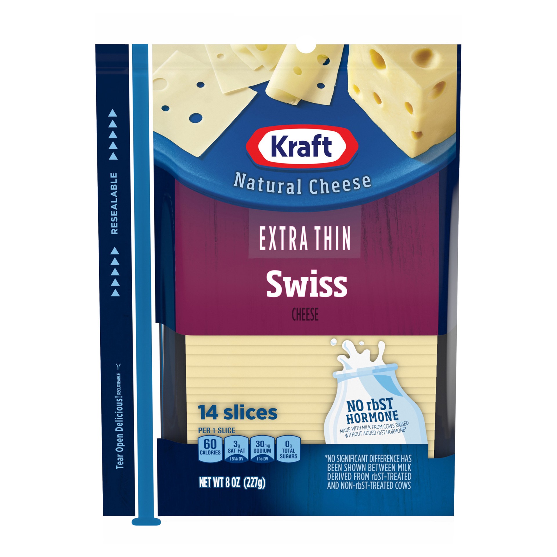 slide 1 of 6, Kraft Extra Thin Swiss Cheese Slices, 14 ct Pack, 8 oz