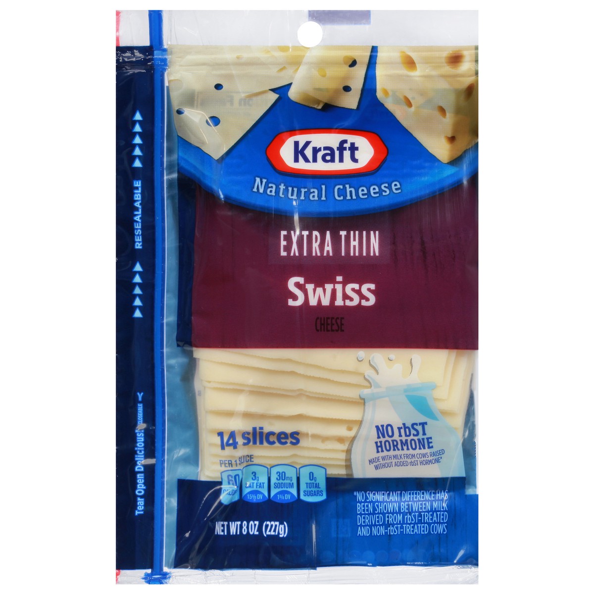 slide 1 of 6, Kraft Extra Thin Swiss Cheese Slices Pack, 14 ct; 8 oz