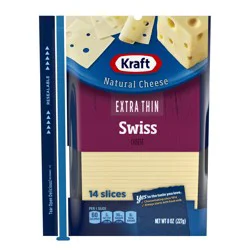 Kraft Extra Thin Swiss Natural Cheese Slices