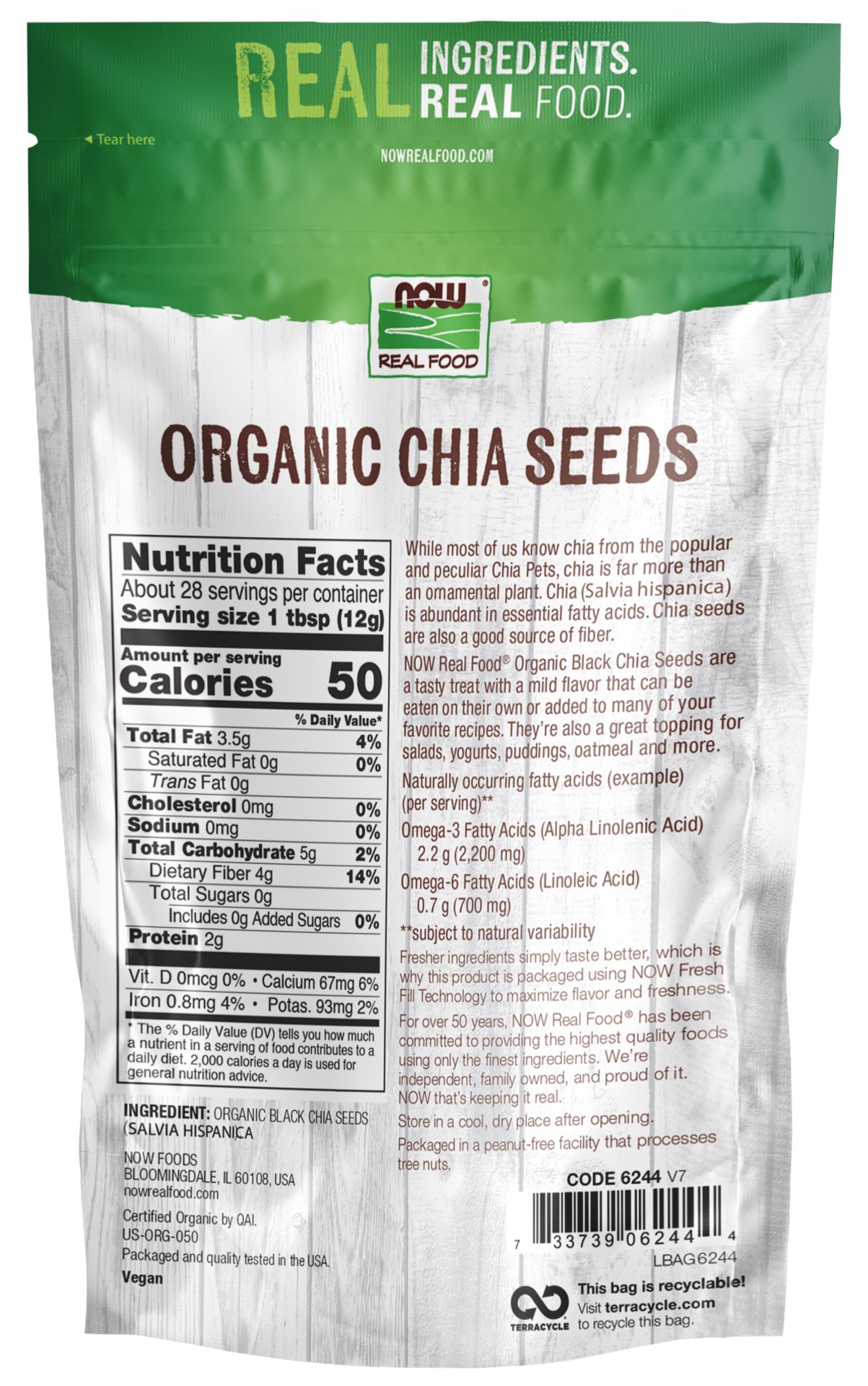 slide 3 of 3, NOW Foods Black Chia Seed, Organic - 12 oz., 12 oz