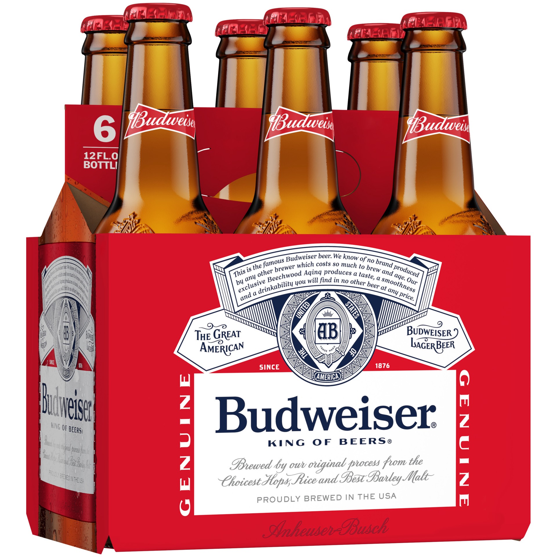 slide 1 of 83, Budweiser Beer, 6 Pack Beer, 12 FL OZ Bottles, 72 fl oz