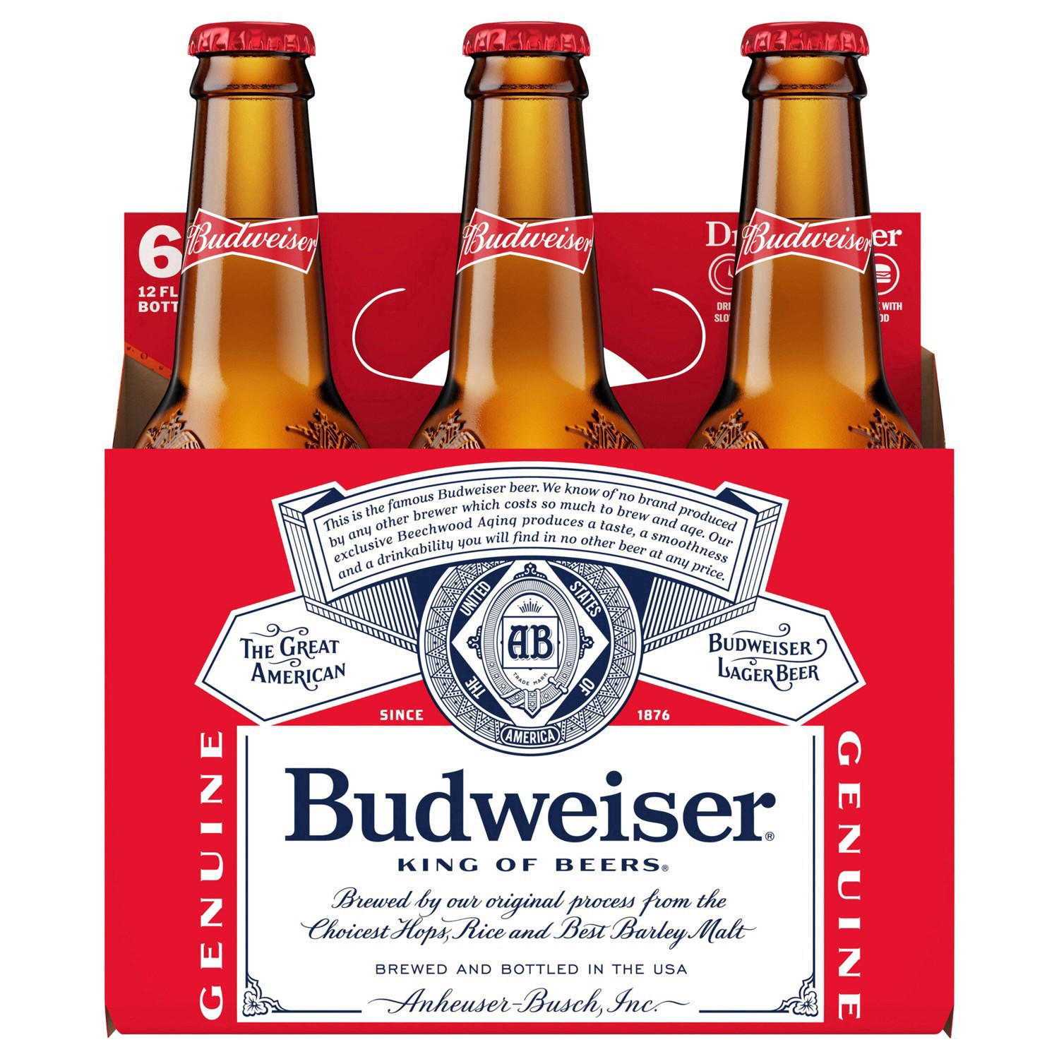 slide 24 of 83, Budweiser Beer, 6 Pack Beer, 12 FL OZ Bottles, 5% ABV, 6 ct; 12 oz