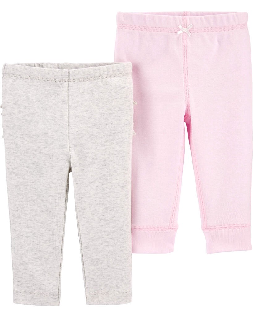 slide 2 of 2, Carter's Carters Baby 2-Pack Cotton Pants Grey/Pink PRE, 1 ct