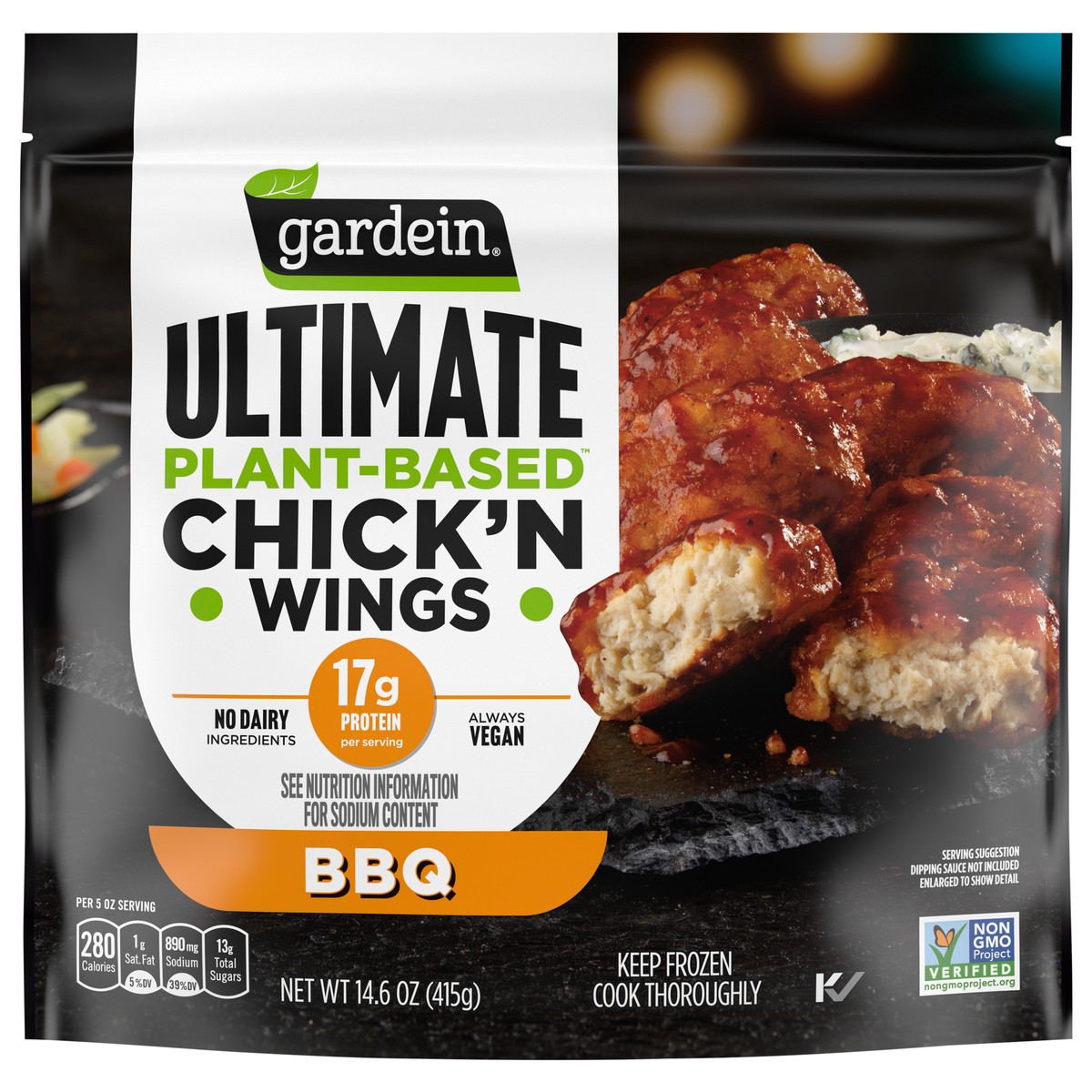 slide 1 of 5, Gardein Ultimate Plant-Based Chick'n Wings, BBQ, Vegan, Frozen, 14.6 oz., 14.6 oz
