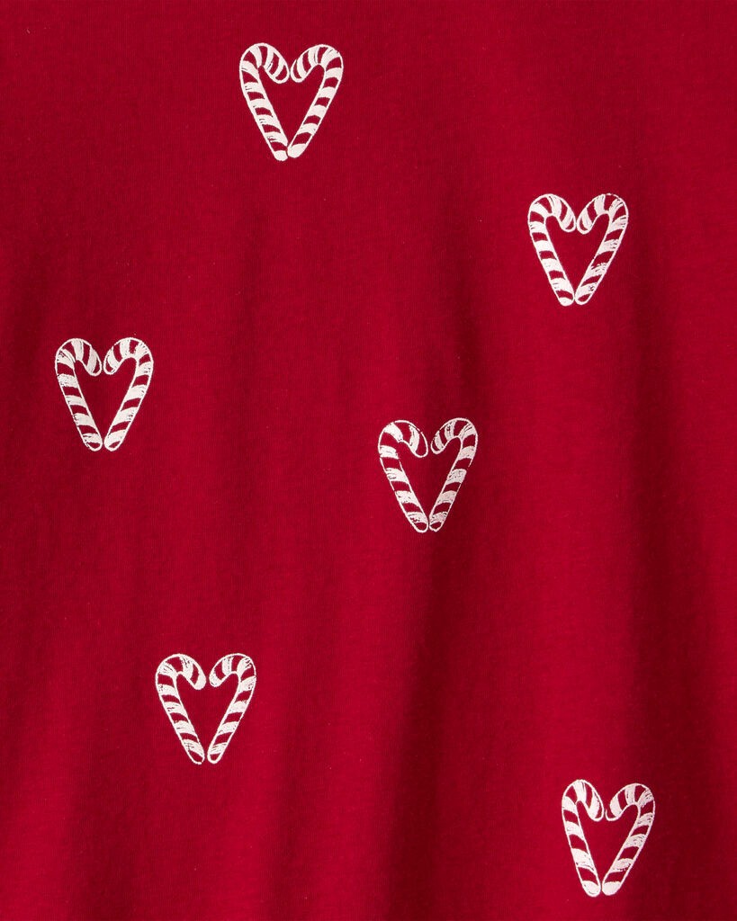 slide 2 of 2, Carter's Girls Candy Cane Heart Print Long-Sleeve Graphic Tee - Red Red M, 1 ct