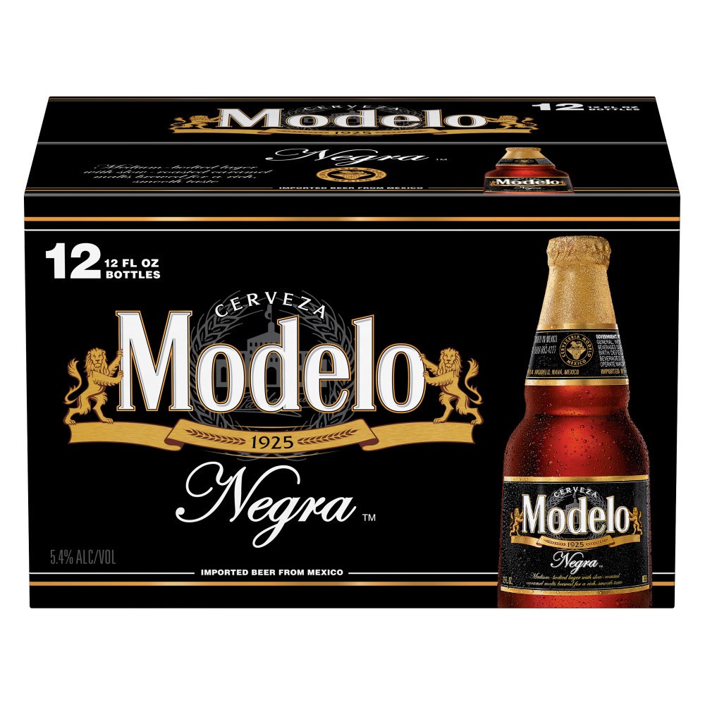 slide 1 of 52, Modelo Negra Amber Lager Mexican Import Beer, 12 pk 12 fl oz Bottles, 5.4% ABV, 144 fl oz