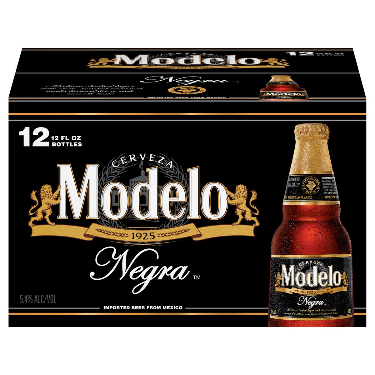 slide 1 of 52, Modelo Negra Mexican Amber Lager Beer, 12 pk 12 fl oz Bottles, 5.4% ABV, 12 ct