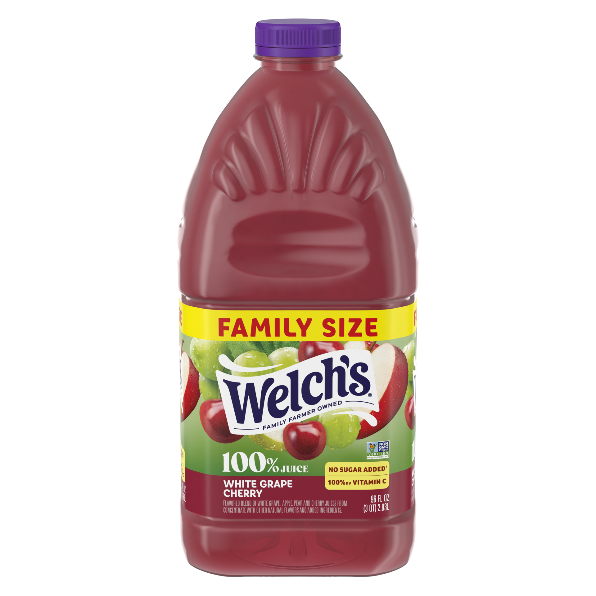 slide 1 of 4, Welch's 100% Juice, White Grape Cherry, 96 Fl Oz Bottle, 96 oz