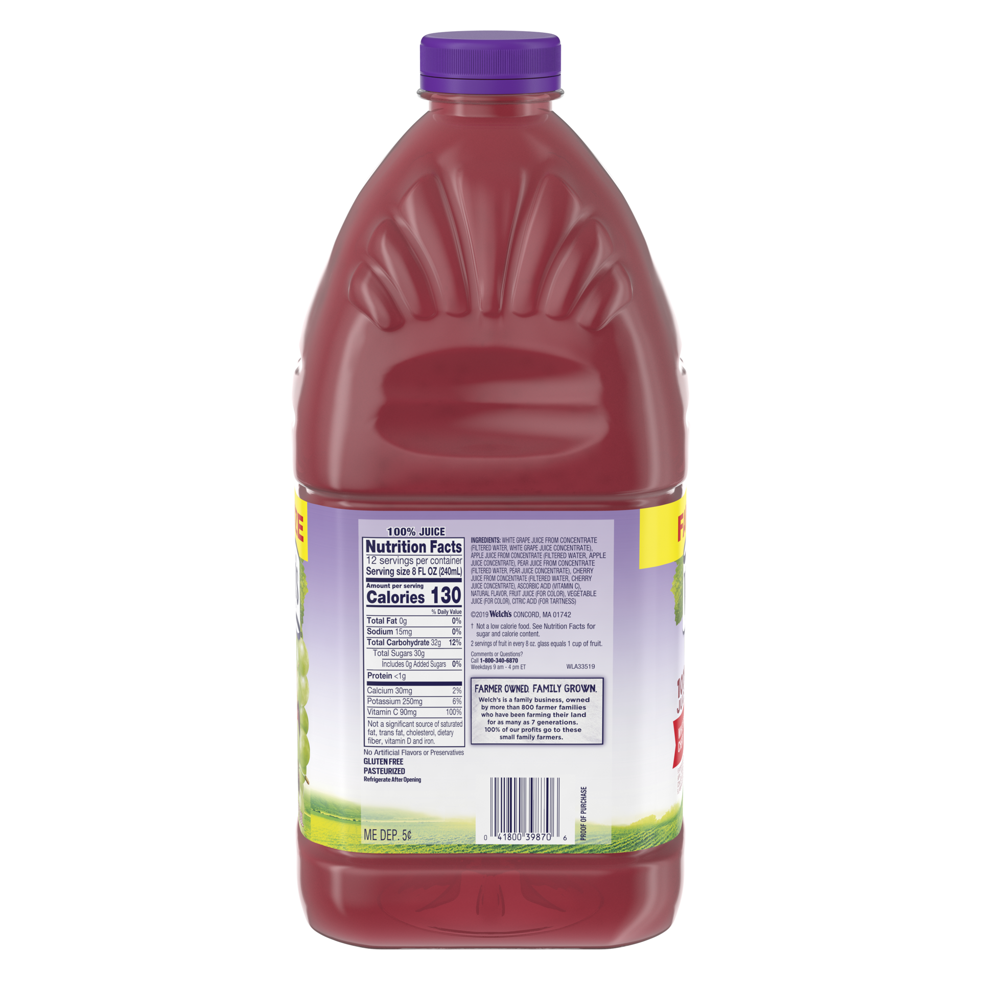 slide 3 of 4, Welch's 100% Juice, White Grape Cherry, 96 Fl Oz Bottle, 96 oz