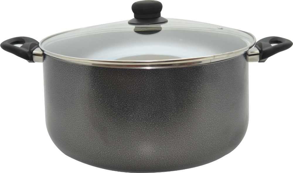 slide 1 of 1, IMUSA Hammered Cast Aluminum Stock Pot With Lid - Gray, 13 qt