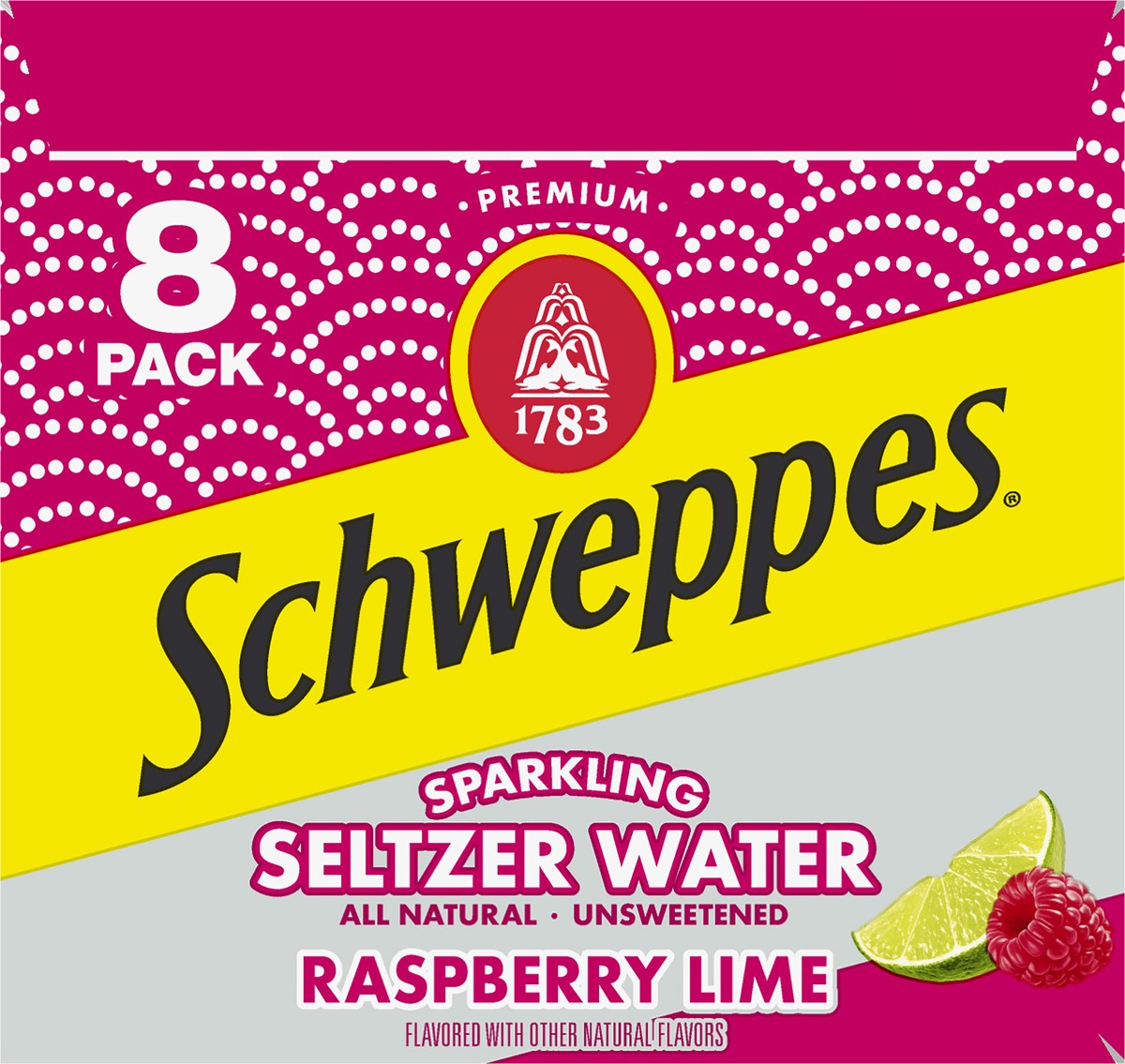 slide 6 of 7, Schweppes Raspberry Lime Sparkling Water Beverage, 12 fl oz cans, 8 pack, 8 ct