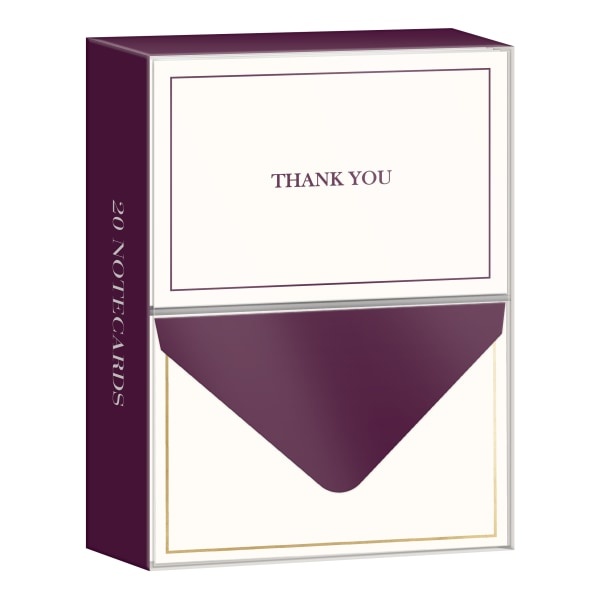 slide 1 of 4, Lady Jayne Professional Thank You Cards with Envelopes, Purple, 20 ct; 3 1/2 in x 5 in